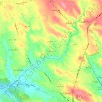 Mapa topográfico Campans, altitude, relevo