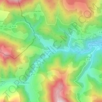 Mapa topográfico Saint-Lary, altitude, relevo