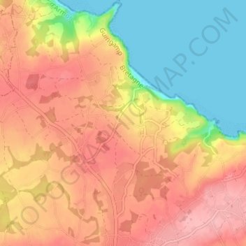 Mapa topográfico Kerlevenez, altitude, relevo