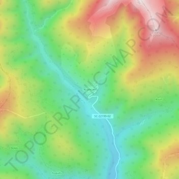 Mapa topográfico Acumuer, altitude, relevo