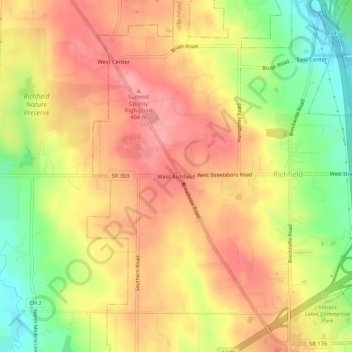 Mapa topográfico West Richfield, altitude, relevo