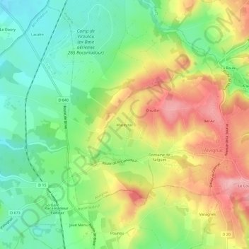 Mapa topográfico Mazeyrac, altitude, relevo