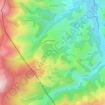 Mapa topográfico Xekalegaraia, altitude, relevo