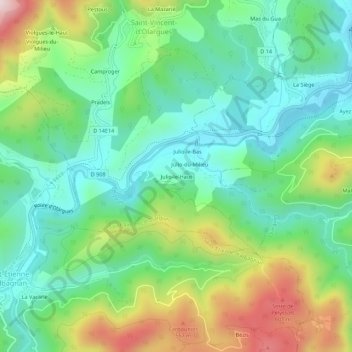 Mapa topográfico Julio-le-Haut, altitude, relevo