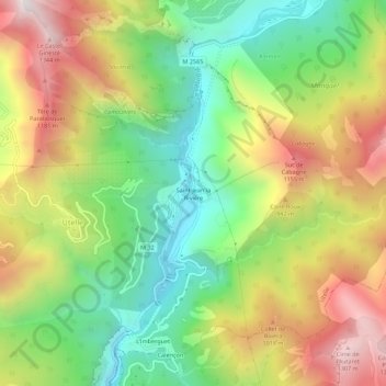 Mapa topográfico Saint-Jean la Rivière, altitude, relevo