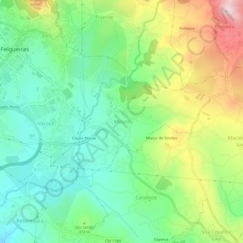 Mapa topográfico Moure, altitude, relevo