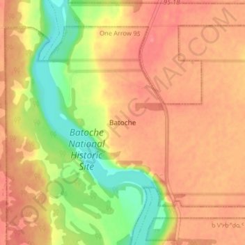 Mapa topográfico Batoche, altitude, relevo
