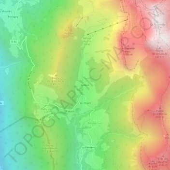 Mapa topográfico Le Bois, altitude, relevo