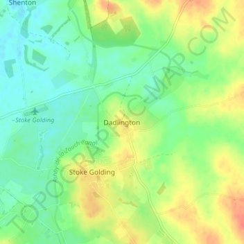 Mapa topográfico Dadlington, altitude, relevo