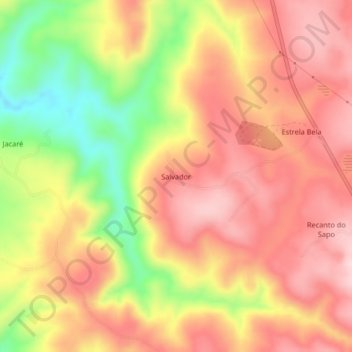 Mapa topográfico Salvador, altitude, relevo