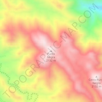 Mapa topográfico Punta Negra, altitude, relevo