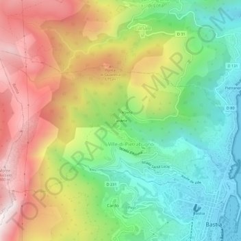 Mapa topográfico Cardete, altitude, relevo