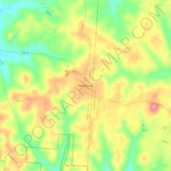 Mapa topográfico Portersville, altitude, relevo