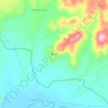 Mapa topográfico Bora, altitude, relevo