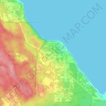 Mapa topográfico Waveland, altitude, relevo