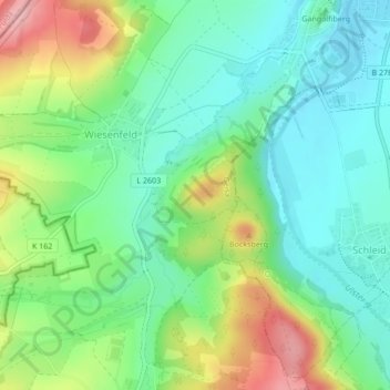 Mapa topográfico Abendsberg, altitude, relevo