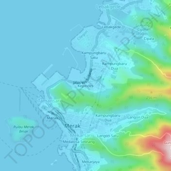 Mapa topográfico Kepindes, altitude, relevo