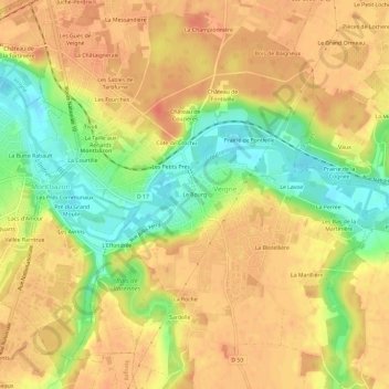 Mapa topográfico Le Bourg, altitude, relevo