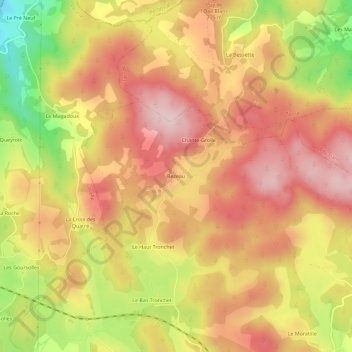Mapa topográfico Bezeau, altitude, relevo