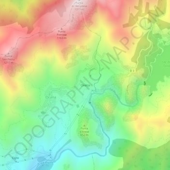 Mapa topográfico Chialza, altitude, relevo