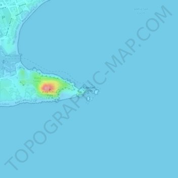 Mapa topográfico Cabo San Lucas, altitude, relevo