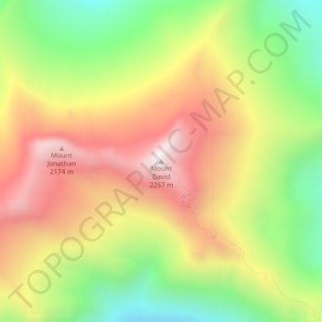 Mapa topográfico Mount David, altitude, relevo