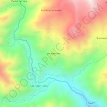 Mapa topográfico Los Gentiles, altitude, relevo