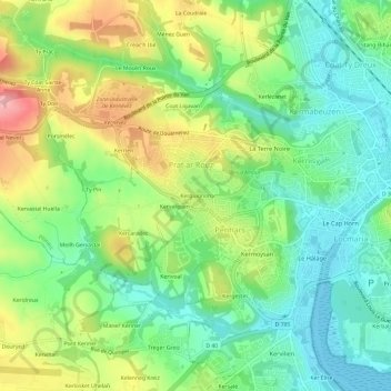 Mapa topográfico Kerguignon, altitude, relevo