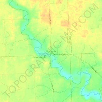 Mapa topográfico Brockway, altitude, relevo