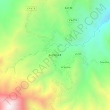 Mapa topográfico La Palma 1, altitude, relevo