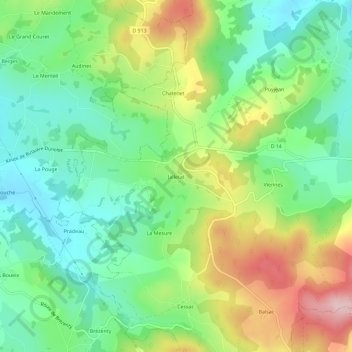 Mapa topográfico Jalletat, altitude, relevo