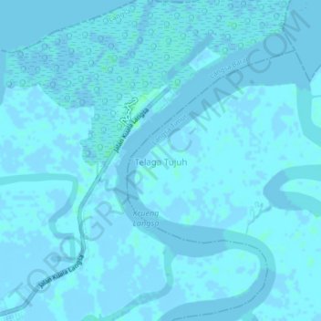 Mapa topográfico Telaga Tujuh, altitude, relevo