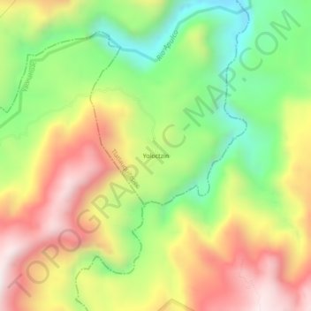 Mapa topográfico Yoloctzin, altitude, relevo