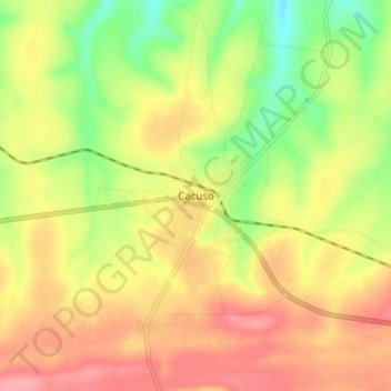 Mapa topográfico Cacuso, altitude, relevo