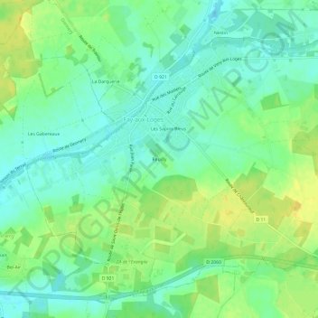 Mapa topográfico Reuilly, altitude, relevo