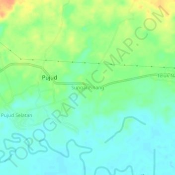 Mapa topográfico Sungai Pinang, altitude, relevo