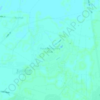 Mapa topográfico Yucatán Country Club, altitude, relevo