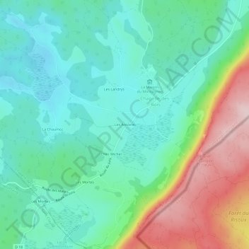 Mapa topográfico Les Antoine, altitude, relevo