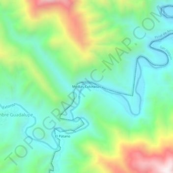 Mapa topográfico Medias Coloradas, altitude, relevo
