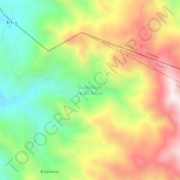 Mapa topográfico Guadalupe de los Reyes, altitude, relevo