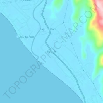 Mapa topográfico Kapuh, altitude, relevo