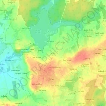 Mapa topográfico La Rue, altitude, relevo