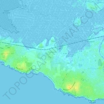 Mapa topográfico Kermoisan, altitude, relevo