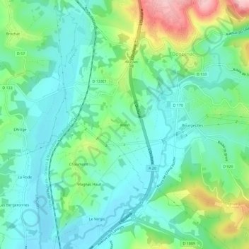 Mapa topográfico Rond, altitude, relevo