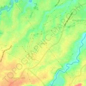 Mapa topográfico Cicadas, altitude, relevo