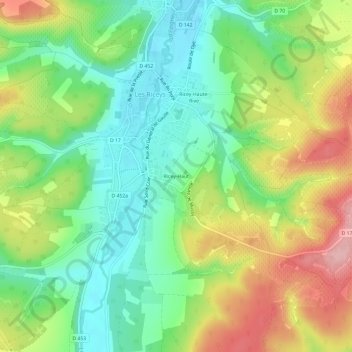 Mapa topográfico Ricey-Haut, altitude, relevo