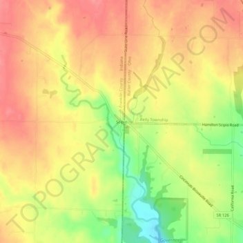 Mapa topográfico Scipio, altitude, relevo