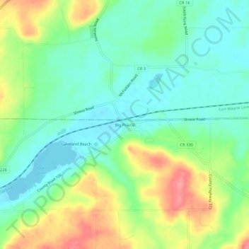 Mapa topográfico Big Prairie, altitude, relevo