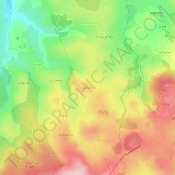 Mapa topográfico Les Suits, altitude, relevo