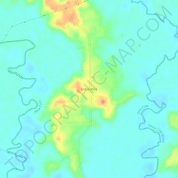 Mapa topográfico Entre-Rios, altitude, relevo